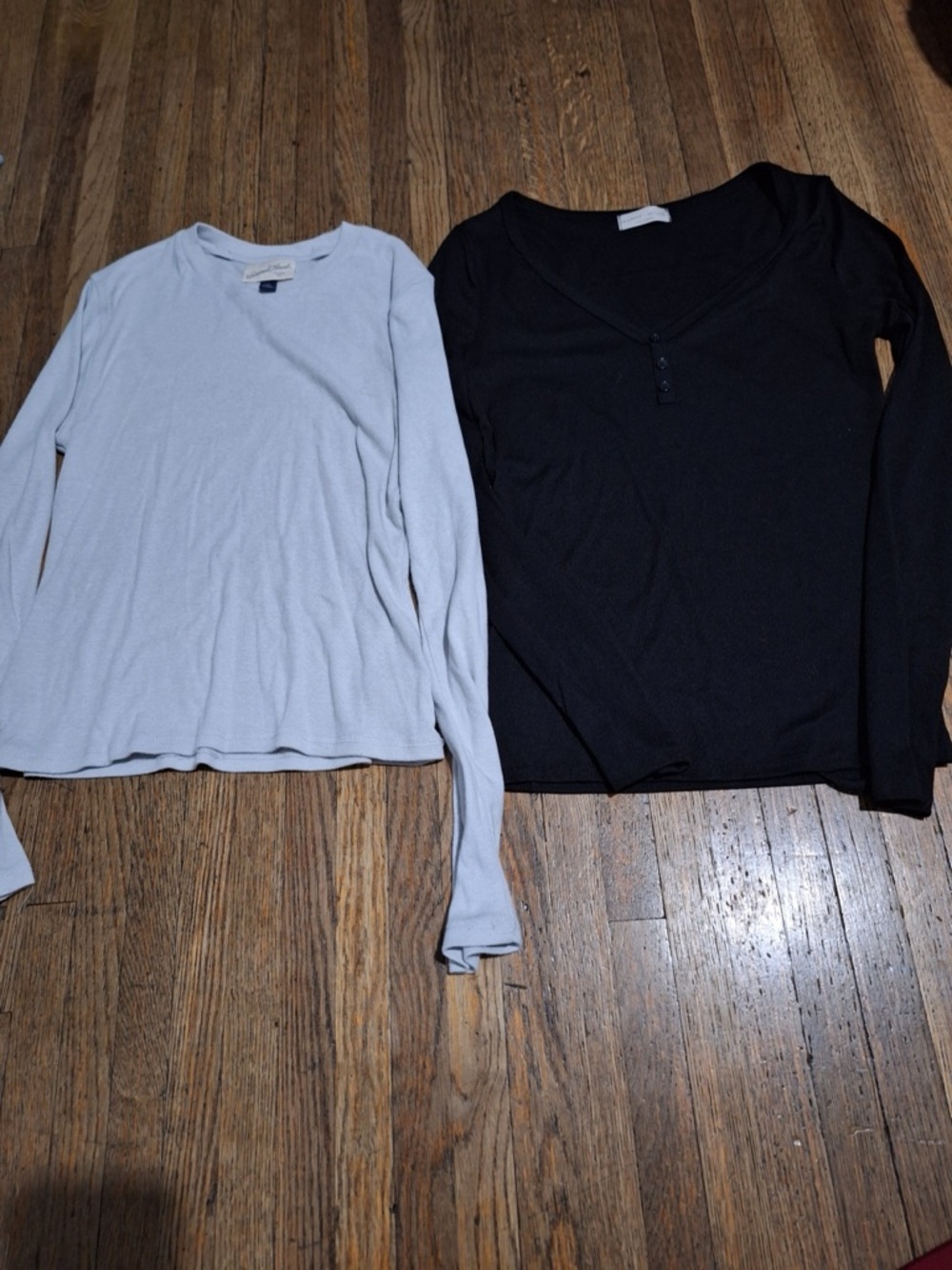 Universal Thread Light Blue Tee & Black Henley Top - 2-Pack